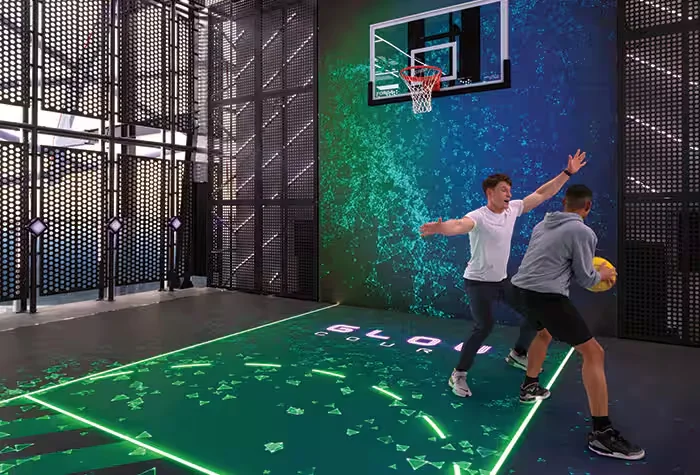 Quadra de basquete interativa